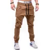 Heren joggerbroek herfst mode mannelijke herren skinny fit cargo chino hiphop stretch stevige kleur multi-pocket pant