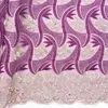 Tissu africain en dentelle française perlée, pêche, Magenta, lilas, Nigeria, dentelle suisse, cordon matériel pour fête nigériane, 218t