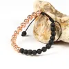 Stone Jewelry Wholesale 10pcs/lot High Quality 6mm Lava Rock Stone Braiding Bracelets Mix Gold, Silver, Rose Gold, Black Colors Nice Gift