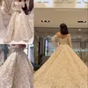 Fashion Long Sleeve Wedding Dresses Sexy Off Shoulder Zipper Back Lace Sweep Train Wedding Gown 2018 Elegance Lace A-Line Wedding Dress