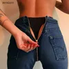 Jeans femmes 2017 Slim hanche fermeture éclair mode taille haute jeans automne et hiver sexy pantalon skinny pour les femmes livraison gratuite