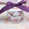 2019 Nuove bomboniere Scatole Fiore Flamingo Contenitore di caramelle con nastro di seta Scatole regalo di carta Baby Shower Decorazione del partito Diamante Sh1089417