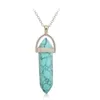 Natursten halsband Läkning Turkos Green Aventurine Quartz Lava Rock Pendant Silver Crystal Fashion Halsband Present