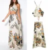Sommar Kvinnor Bandage Floral Casual Beach Dress Crop Top + Long Kjol 2 st setyrd
