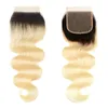 Paquets brésiliens de cheveux humains de vague de corps avec la fermeture 100 cheveux vierges non transformés 3 paquets avec la fermeture de dentelle cheveux blonds Ex9081514