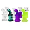 Cheap 14mm Female Glass Bong Dab Rigs Around 3.3 Inch With Free Glass Bowl Small Recycler Glass Water Pipes Oil Rigs