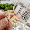 A-Z Name Name Letters Cleslaces Charm for Gold Silver Rose Color Cubic Zircon Rope Chain Hip Hop Hopts182L
