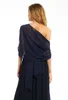 2022 Navy Blue Chiffon Long Mother of the Bride Dresses With Shawl Ruched Formal Dress For Mother Groom Gowns Evening Wear Plus Size Custom