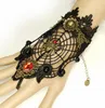 Nouveau bracelet Vintage gratuit en toile d'araignée, anneau de mitaine en dentelle noire, ornements assortis, mode Halloween classique, élégance exquise