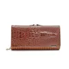 Portefeuilles en cuir véritable pour femmes, pochette longue en relief Crocodile, porte-carte de crédit, portefeuille assistant RFID