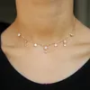 Collana con ciondolo a forma di goccia di diamanti CZ girocollo con clavicola lunetta rotonda con fascino CZ adorabile adorabile regalo per donne gioielli in argento sterling 9252782