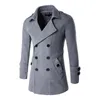 2018 New Men's Primavera Outono Homens Slim Fit Centis Para Homem Blendas De Lã Dupla Breasted Trench Coat