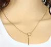 Collier lariat en forme de Y pour femmes, superbe collier de célébrité, cercle de barre en or/argent, simple, cadeau de personnalité, nouveaux bijoux à la mode pour femmes