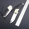 Ny ankomst Folding Kniv 440c Spegel Polsk Drop Point Blade Koppar Head + Cow Horn Handle Edc Pocket Present Knivar