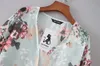 Мода женские женские женские пятиточечные рукава шифон кимоно кардиган Свободная повседневная блузка куртка блузка Casacos Femininos