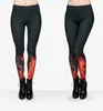 DHL은 무료 !! 10pcs / lot 여성 화재 불꽃 레깅스 3D 인쇄 Legging Stretchy 바지 캐주얼 슬림 카프리 레깅스 여성 요가 운동 바지