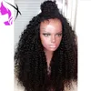 Fast shipping side part High Temperature Fiber afro kinky curly wig Glueless black Synthetic Lace Front Wig for africa american women