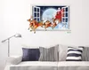 Finestra Falso Buon Natale Babbo Natale Elk slitta 3D regalo Wall Stickers Bag per poster per bambini Camere Home Decor Capodanno decalcomanie della parete di arte del PVC