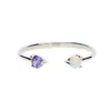 vente entièreOriginal 925 Sterling SILVER violet blanc opale de feu pierre délicate délicate taille ouverte fille femmes élégante bague en pierre simple 925