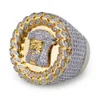 Luxe Mannen Gold Tone Hip Hop Jesus Face Ring Micro Pave Cubic Zirconia Gesimuleerde Diamanten Ringen Size7-12 Bling Bling Sieraden