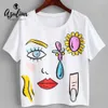 20187 Azulina Letnie Kobiety T Shirt Drukowane O Neck Krótkie Rękawy Bawełniana Koszulka Koszulka Casual Koszula Tee Damskie Topy Nowa Dziewczyna Koszulki Odzież