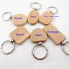 6Design de la chaîne de clé en bois vierge rectangle coeur rond bricolage sculpture porte-clés de clés de porte-clés en bois tags cadeaux