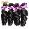 Fasci di capelli sciolti brasiliani Natural Black Human Hair Weave NonRemy Jet Black 8-28 pollici 1/3/4 pezzi / lotto Bundle Deals