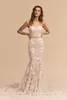 BHLDN Robes De Mariée Sirène Chérie Dentelle Appliqued Ceinture Balayage Train Plage Robe De Mariée Élégant Boho Style Bohème Robe De Mariage Pas Cher