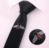 Moda klasyczna kreskówka zwierząt pszczoła motyl broda miotła chuda poliestrowa szyja krawaty haft czarny swobodny krawat szyi