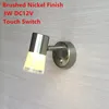 Topoch yönlendirilebilir duvar lambaları Duvar montajı 12V dokunma/kapama/dimmer anahtarı şık taban alüminyum akrilik muhafaza rv tekne için krom nikel kaplama