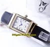 Girlfriend Gift Reverso Swiss Quartz White Dial Rose Gold Diamond Bezel Womens Watch Leather Strap Fashion Lady Wristwatches