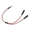 Mâle de 3,5 mm mâle 1 à 2 femelle Branche en métal rouge Câble audio Splitter des écouteurs Lovers Sweet Aux Câble