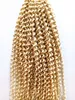 Brasilianska Human Virgin Kinky Curly Hair Extensions Remy Blonde 613 # Färg Hårlotter 2-3Bunderna för Full Head