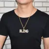 Hot Vendedor A-Z Nome feito sob encomenda pequeno gotejamento bolha Cartas pingentes colares dos homens Zircon Hip Hop Jewelry Livre Corda Cadeia Três Cores