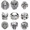Retro Gothic Big Skull Ring Snided Punk Style Bulk Anti-Silver Lady / Herr Religion Utlåtande Smycken