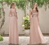 NIEUW ROSE GOUD BRIDESMID JURKEN A LINE SPAGHETTI BACKLOSE SLACHTEN CHIFFON GOEDKOOP LONG BEACT Wedding Gust Justes Laid of Honor Jurns Hy234