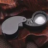 Directe 6-vormige aluminiumlegering Gevouwen PVC Boxed Vergrootglas 21011hoge Meerdere met LED-licht Sieraden Loupe Mini Magnifier