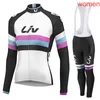 Liv Team Cycling Långärmade Jersey (Bib) Byxor Ställer kvinnor högkvalitativ tunn mode Andningsbar cykel Sportkläder Gel Pad C2029