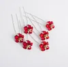 Brides, brides, headdress, red flowers, U hairpin, wedding accessories, dress accessories.