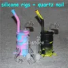 Narguilé Silicone Barrel Rigs Mini Dab Jar Bongs Pipe à eau Silicon Oil Drum Rigs avec clous en quartz