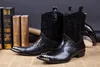 Ny 2018 Western Style Rock Man's Boots Black Hjälp Skor Stövlar Man Pekade Stål-Toed Leather Man's Knight Boots, 45/46