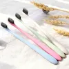 Envriomental Friendly Wheat Stalk Toothbrush Bamboo Charcoal Teethbrush Soft Portable Toothbrush for Adult and Kids Travel Use PVC Tube Pack