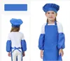 3pcs/set Child Apron Kids Sleeve Hat Pocket Kindergarten Kitchen Baking Painting Cooking Drink food 12 colors