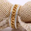 2 Row Crystal Jewelry Wholesale Gold Color Stainless Steel Chain Wedding Rings for women