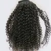 Jet black 3c 4b afro kinky curly human hair ponytail hair extension 160g natural big puff drawstring ponytail clip in