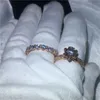 Klasyczne miłośnicy kwiatów Pierścień 3ct Clear 5a Cyrron CZ Rose Gold wypełnione 925 Pierścienie srebrne ślub