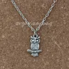 12pcs / lot Antique silver Cute owl Charm Pendant Necklaces 18inches Chains Jewelry DIY A-243d