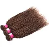 Capelli umani ricci crespi intrecciati con chiusura in pizzo 4 estensioni dei capelli ricci castani medi Capelli castani 3 pacchi con chiusura superiore 4x41911409