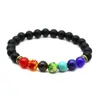 Mens Budas Buda Charme Pulseira Roxo Colorido Preto Lava Pedra Natural Yoga Holograma 7 Chakra Bracelet para Mulheres