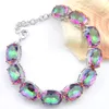 5 stks Luckyshine Classic Amazing Fire Oval Colored Mystic Topaz Cubic Zirconia Gem Zilveren Ketting Armbanden Armbanden Bruiloft Armbanden